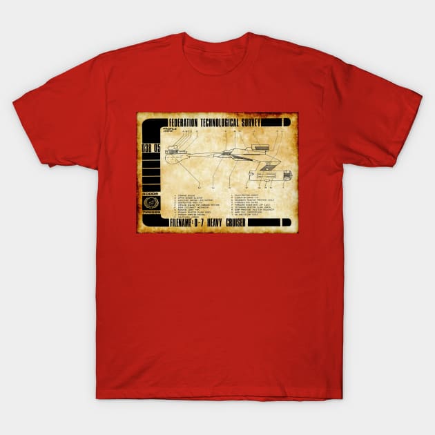 Federation Technological Survey D7 Profile T-Shirt by Starbase79